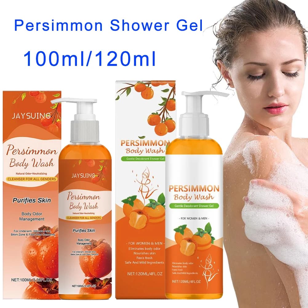 Gel douche au kaki, extrait de kaki pour hommes et femmes, doux pour tous les types de peau, savon désodorisant, parfum de rose