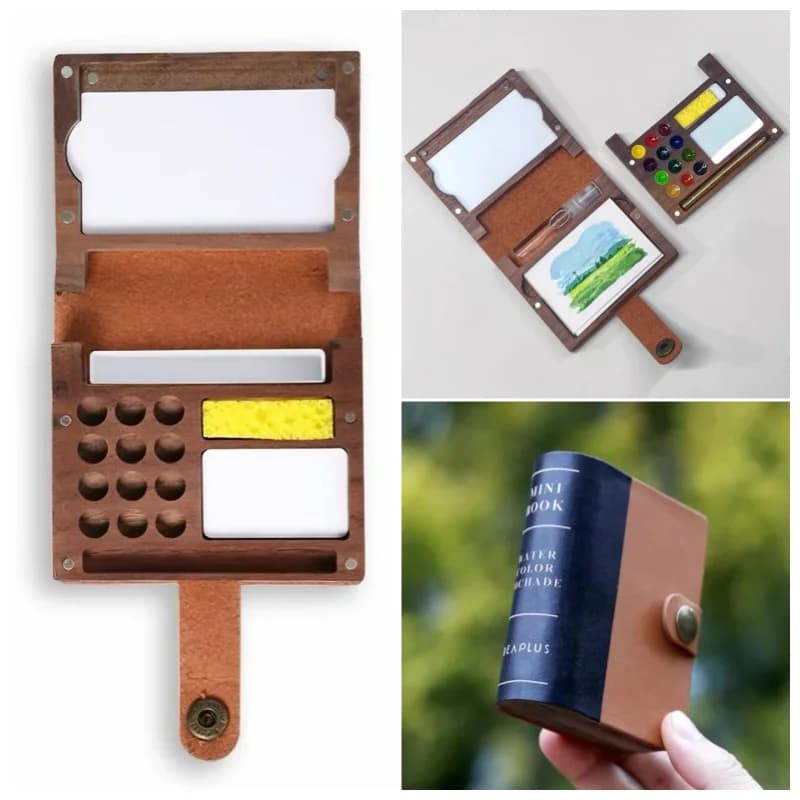 Boîte de peinture aquarelle miniature / Ensemble de peinture et de croquis portable pour étudiants en art, idéal pour le coloriage et le croquis en extérieur