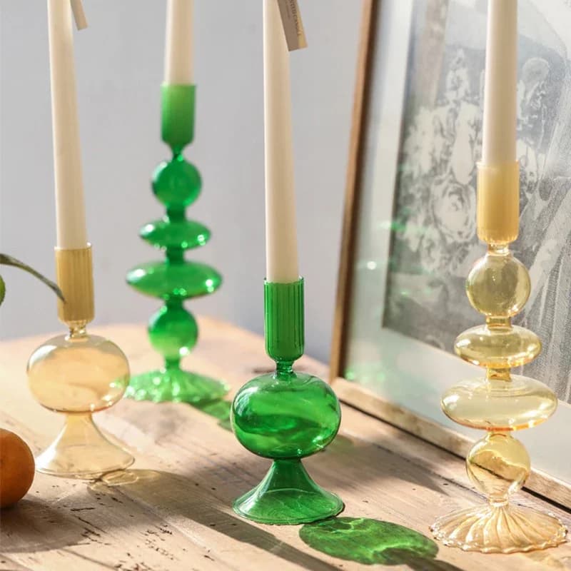 Bougeoir en verre décoratif, bougeoirs modernes, décor pour table, salle à manger, vase à fleurs sèches