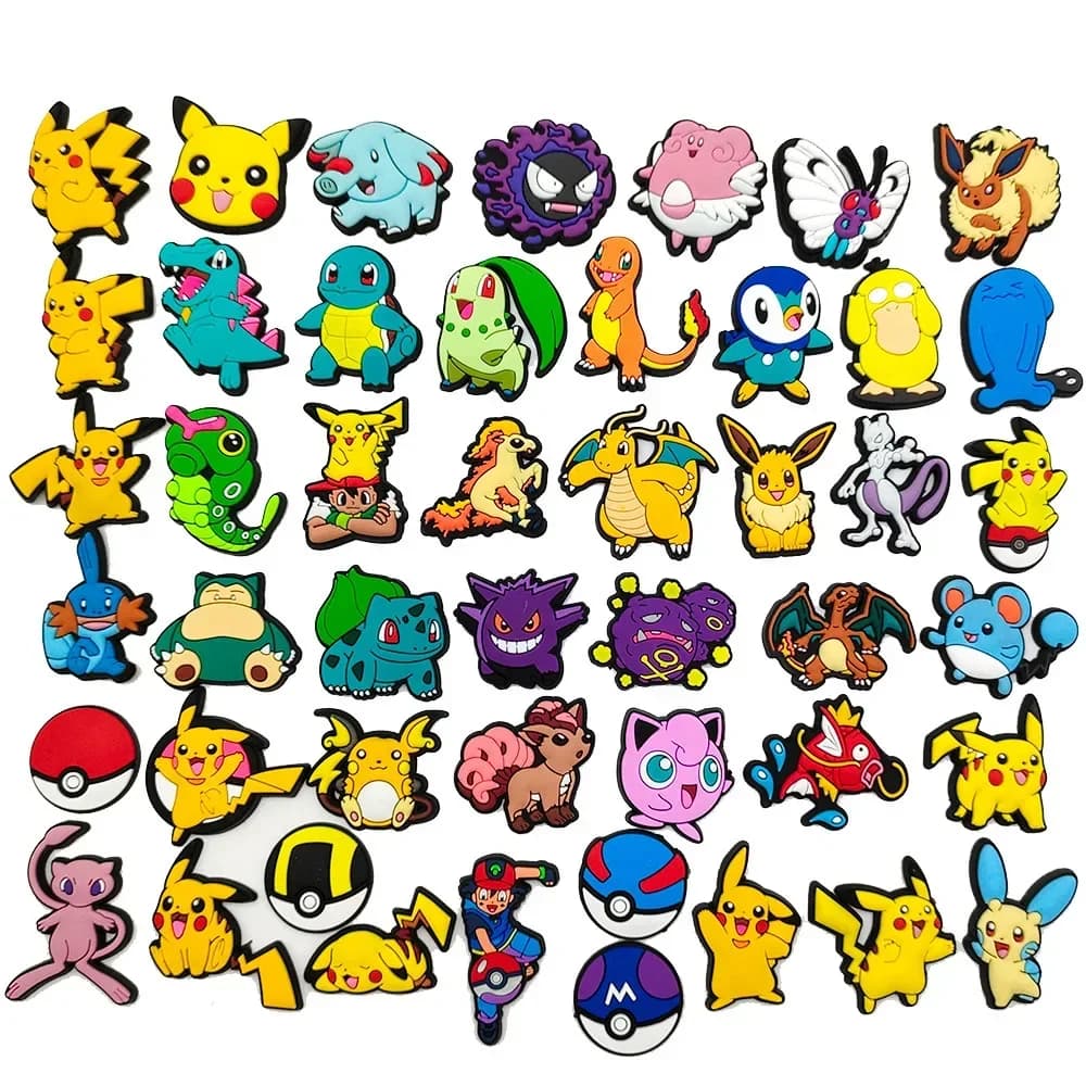 Breloques de chaussures Pokemon Pikachu pour sabots, sandales, décoration en PVC, accessoires de chaussures de dessin animé, breloques pour cadeaux d'amis