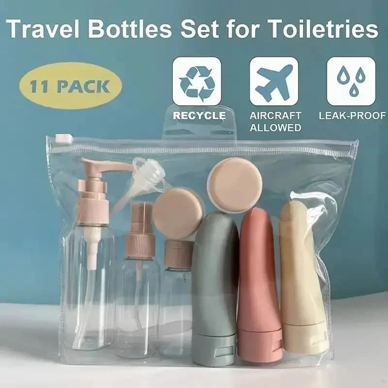 Récipient de liquide de voyage, outil Portable, ensemble de bouteilles de parfum, Lotion en Spray rechargeable, shampoing, Tube de douche, recharge d'embouteillage cosmétique
