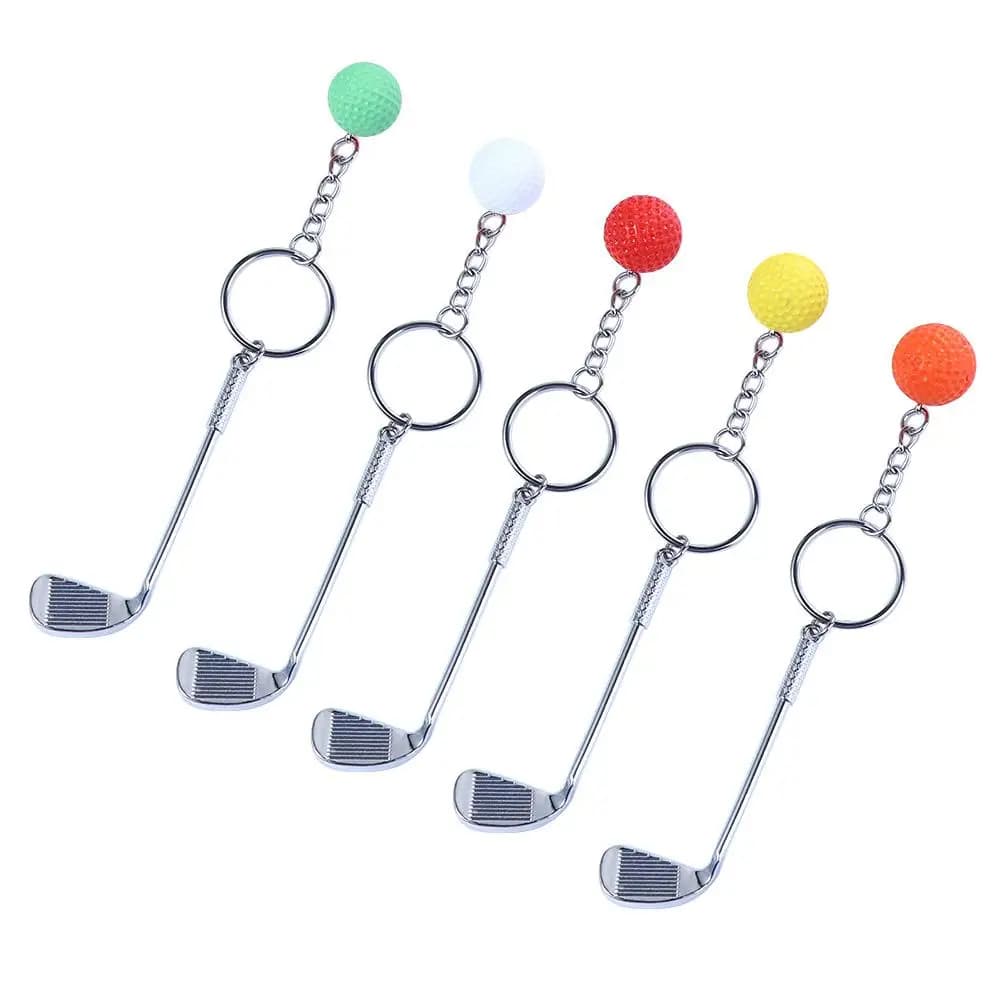 Balle souvenir pour articles de sport, porte-clés en métal, pendentif boule de bijoux, mini raquette de golf, clé de balle de golf, cadeau de voiture