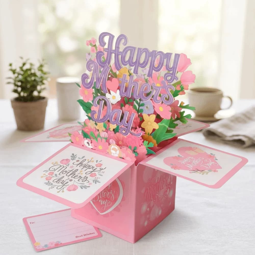 Cartes créatives pour la fête des mères avec bouquet floral, cartes de vœux en carton, messages de bénédiction, cartes de remerciement, expression de gratitude, cadeau pour la fête des mères, universe