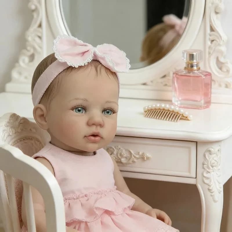 Poupée Reborn fille Abigail, corps en coton doux avec yeux bleus, 45 cm, bébé réaliste et câlin