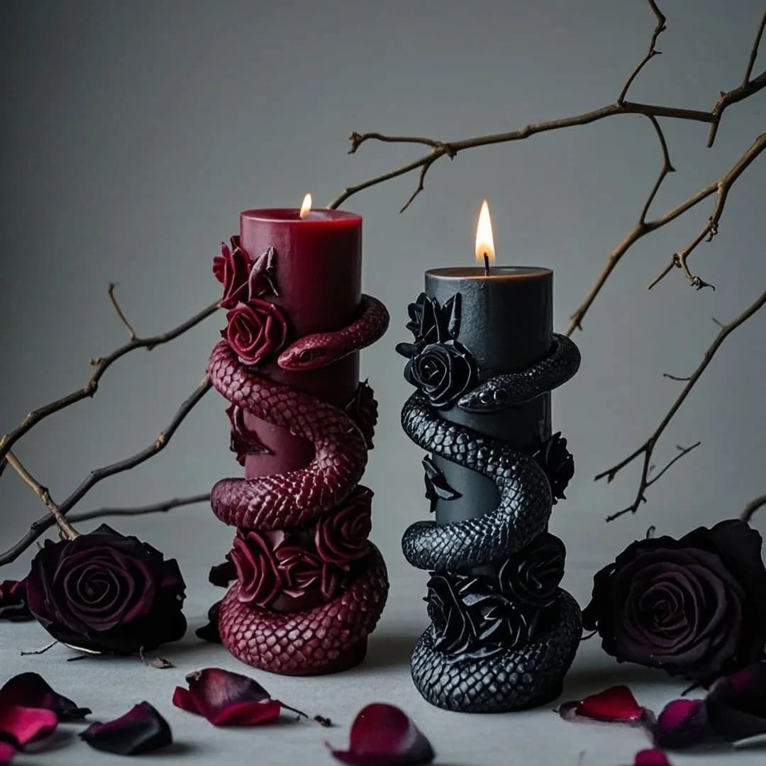 Bougie Pilier Serpent Créative pour Halloween, Bougie Parfumée Artisanale, Décoration d'Ambiance pour la Maison, Bougies et Bougeoirs