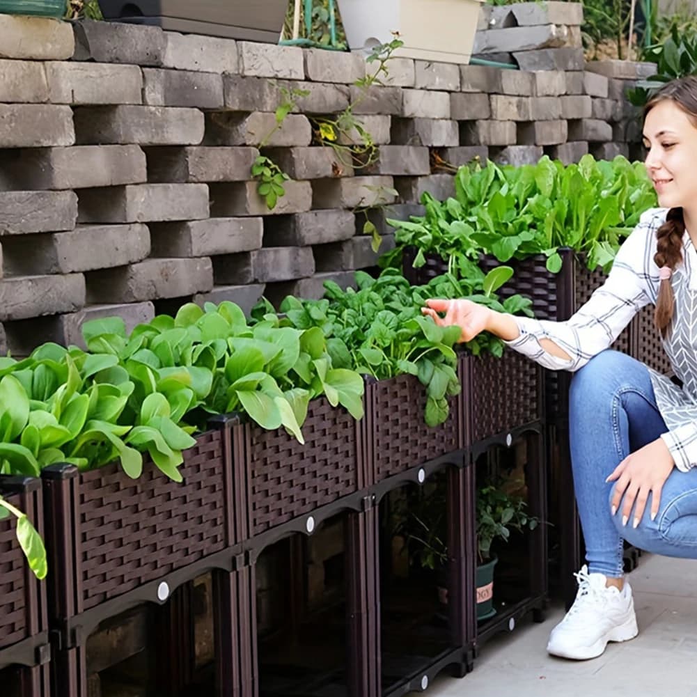 Bac à plantes surélevé avec pieds et trous de drainage
