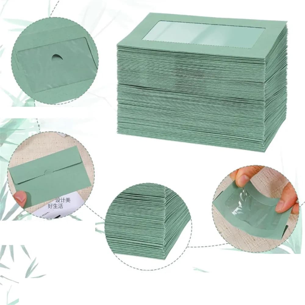 Mini-enveloppes 10x6cm, petites enveloppes cadeaux, porte-cartes de visite, porte-cartes d'identité, enveloppes d'invitation professionnelles rétro vertes avec fenêtre