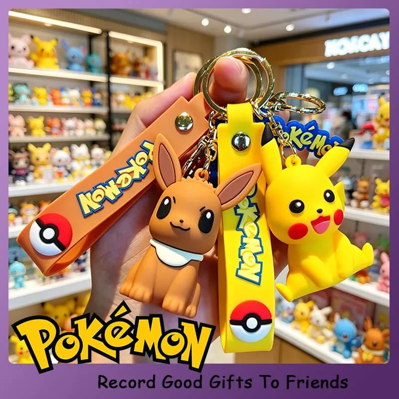 Porte-clés Pokémon Pikachu, Snorlax, Eevee, breloque de voiture, pendentif de sac à dos, accessoire de mode, cadeau mignon pour enfants et filles, anime