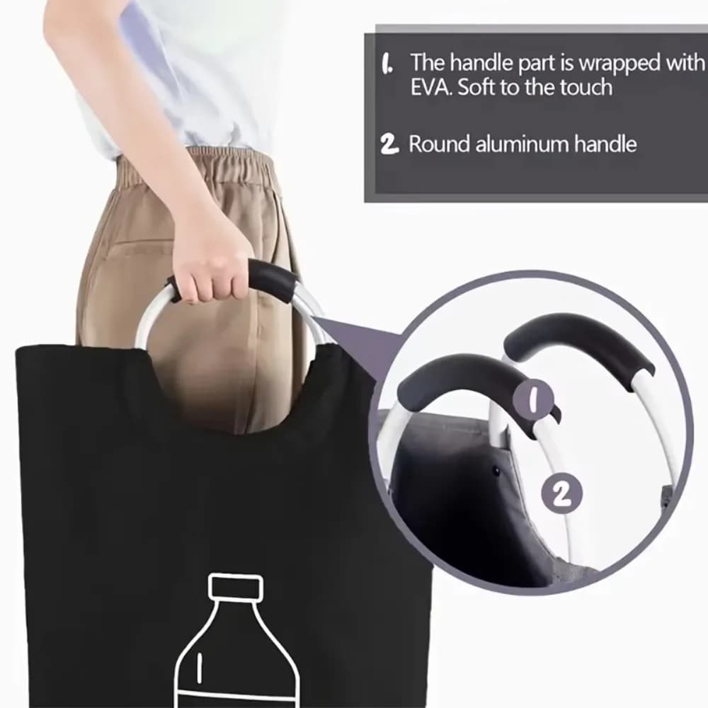 Panier de rangement pour bouteilles vides de 82 L, pliable avec poignée en aluminium, sac collecteur de bouteilles d'eau usée, grande capacité, poubelle de recyclage