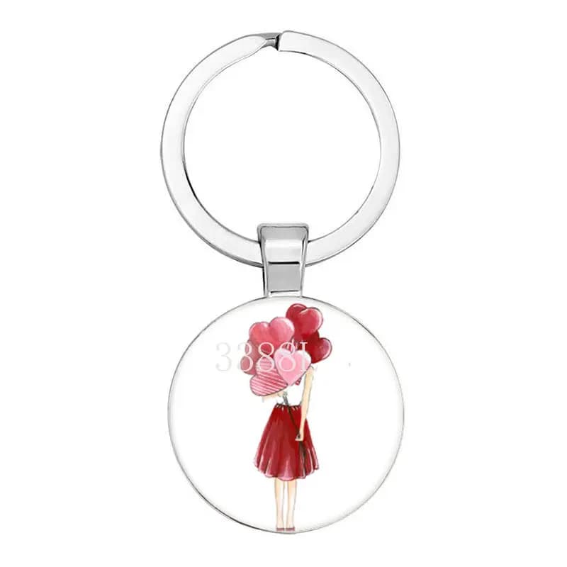 Porte-clés en alliage avec pendentif en verre