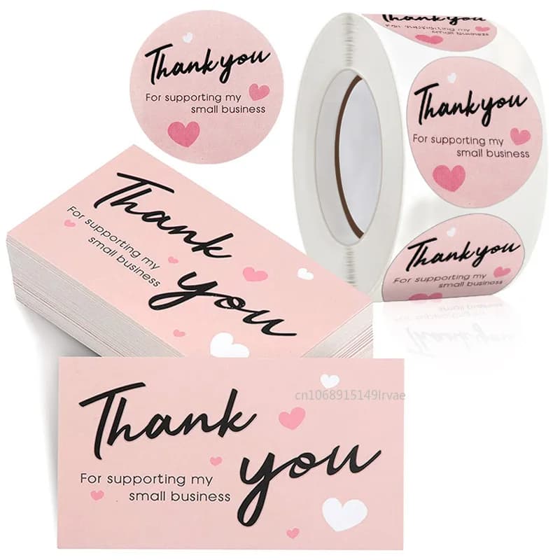 Carte de remerciement rose pour votre commande, merci de soutenir une petite entreprise, étiquette cadeau, décor de carte, 30 pièces
