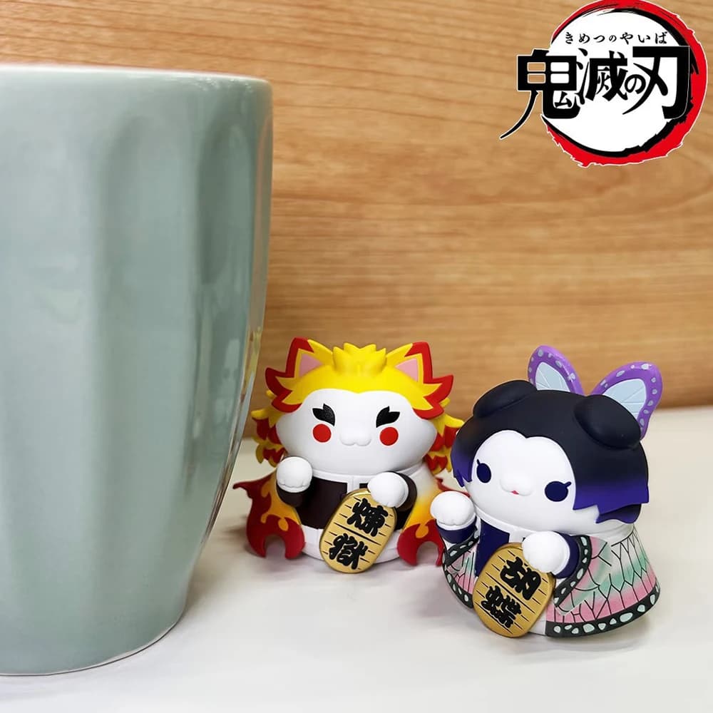 Demon Slayer Kimetsu no Yaiba Mega Cat Project Fortune Cat Figure Set Q Version PVC Collectible Model Toy