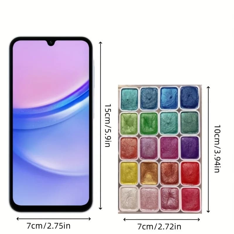 Ensemble de peinture à l'aquarelle en métal de 20 couleurs, boîte Portable avec perles brillantes, peinture à l'aquarelle solide et fournitures d'art, aquarelle