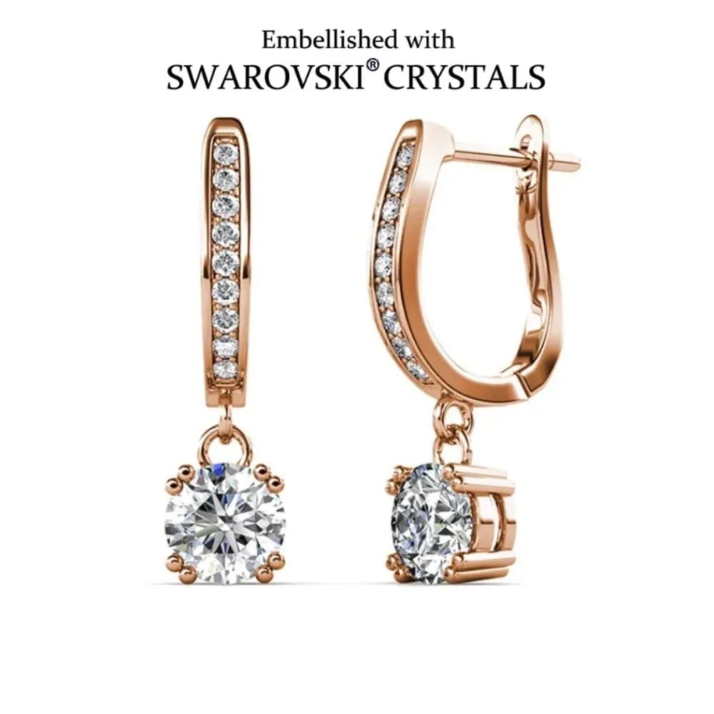 Boucles d'oreilles pendantes élégantes avec cristaux Swarovski, laiton plaqué or rose, cadeau de mariage pour femme, bijoux tendance