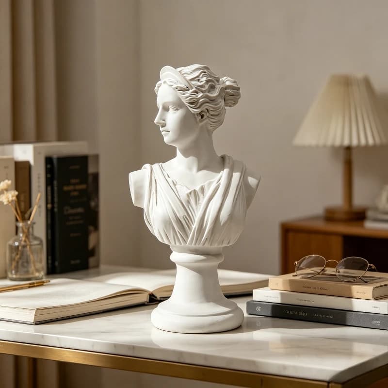 Buste de déesse grecque, sculpture en résine blanche, décoration élégante pour la maison, ornement moderne pour bureau et bibliothèque, décoration artistique classique