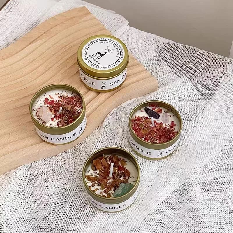 Bougie parfumée en pierre de cristal, fleur sèche, argent 18/bougie, hôtel, cérémonie de mariage