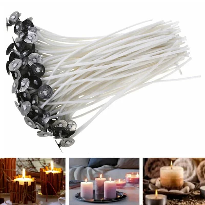 Mèches de bougie en cire sans fumée, noyau en pur coton, 9CM, 15CM, 20CM, 100 pièces/ensemble, fabrication de bougies pré-cirées, fournitures de fête