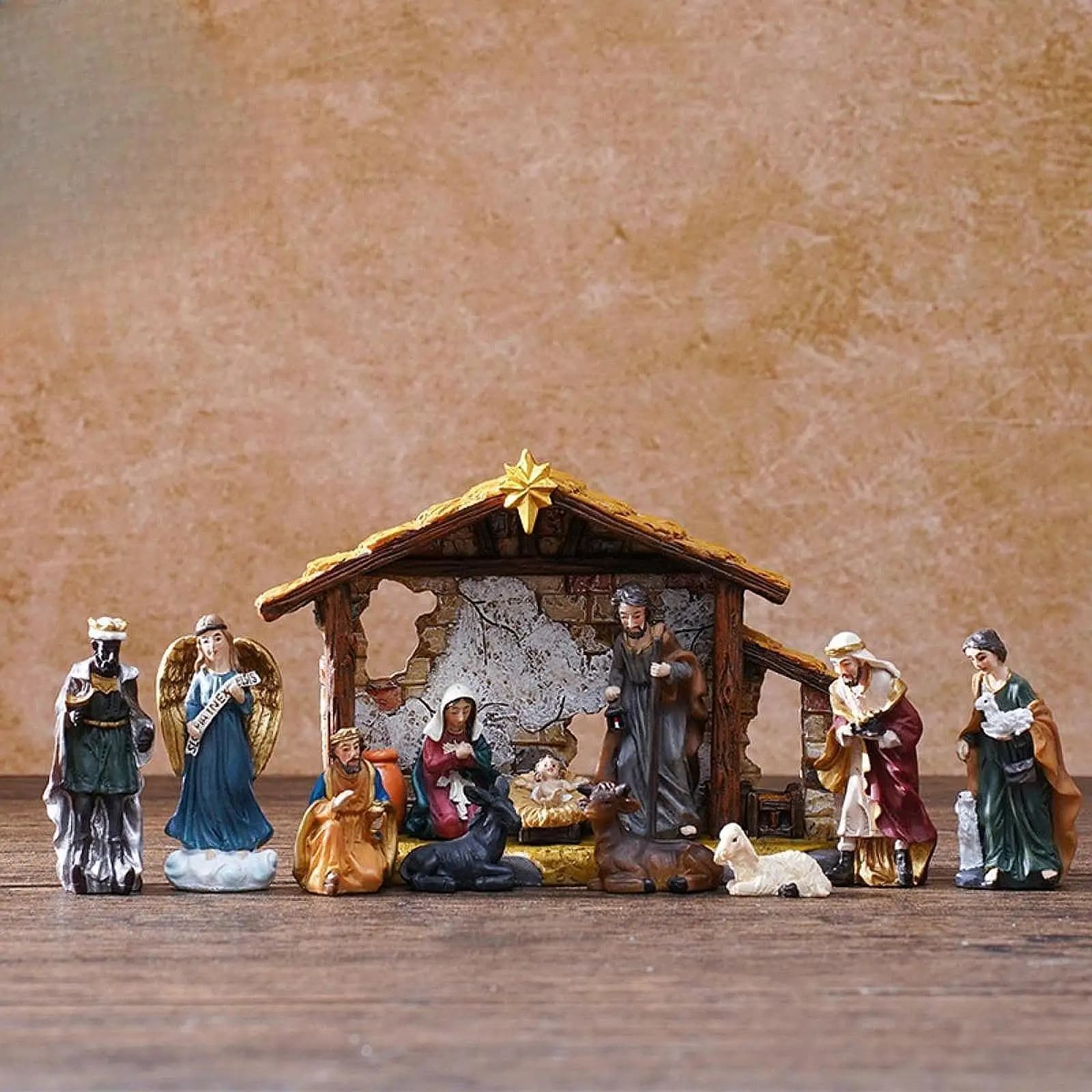 Figurines de la nativité de noël, 12 pièces, décorations de noël, cadeau de vacances authentique