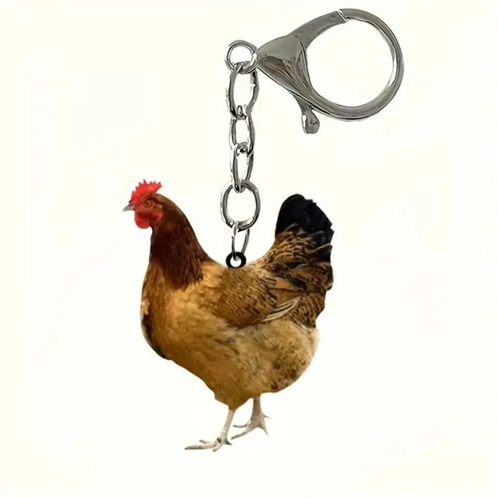 Accessoire suspendu coq poulet acrylique porte-clés