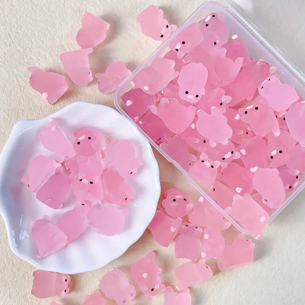 Boîte de 6/15/30/1 boîtes de cochon lumineux, Mini cochon rose créatif qui brille dans la nuit, Miniature pour jardin, paysage, décoration de la maison