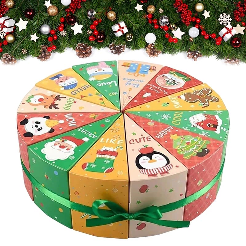 Boîte à bonbons joyeux noël, 12 pièces, coffrets cadeaux en forme de gâteau, boîte Packagi cadeau de noël de l'avent, coffrets cadeaux de compte à rebours d'avent de noël à faire soi-même