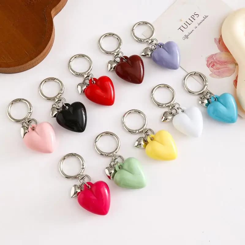 Porte-clés en forme de cœur pour femmes et filles, couleur bonbon, porte-clés de voiture, breloques pour sac de téléphone, accessoires d'ornement, cadeau
