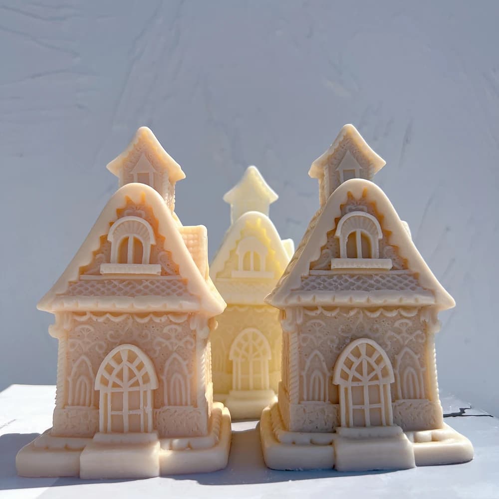 Moule en silicone pour maison en pain d'épice, plâtre, gypse, maison victorienne de Noël, bougie, glaçage, manoir, moule en silicone