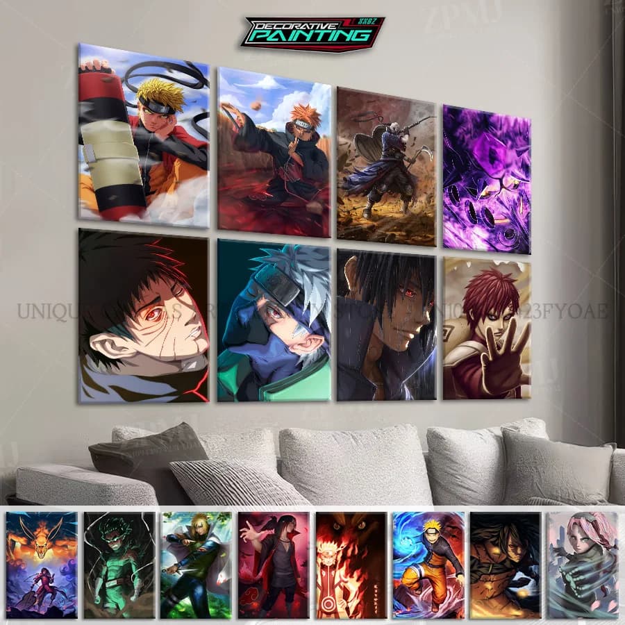 Toile d'art mural de dessin animé Naruto, images de décoration de maison, figurines de dessin animé Uchiha Obito, peintures imprimées HD pour salon, sans cadre