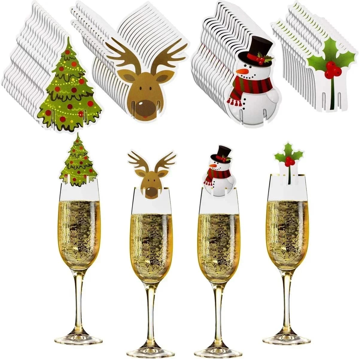 10 pièces/ensemble tasse en verre de noël carte chapeau de père