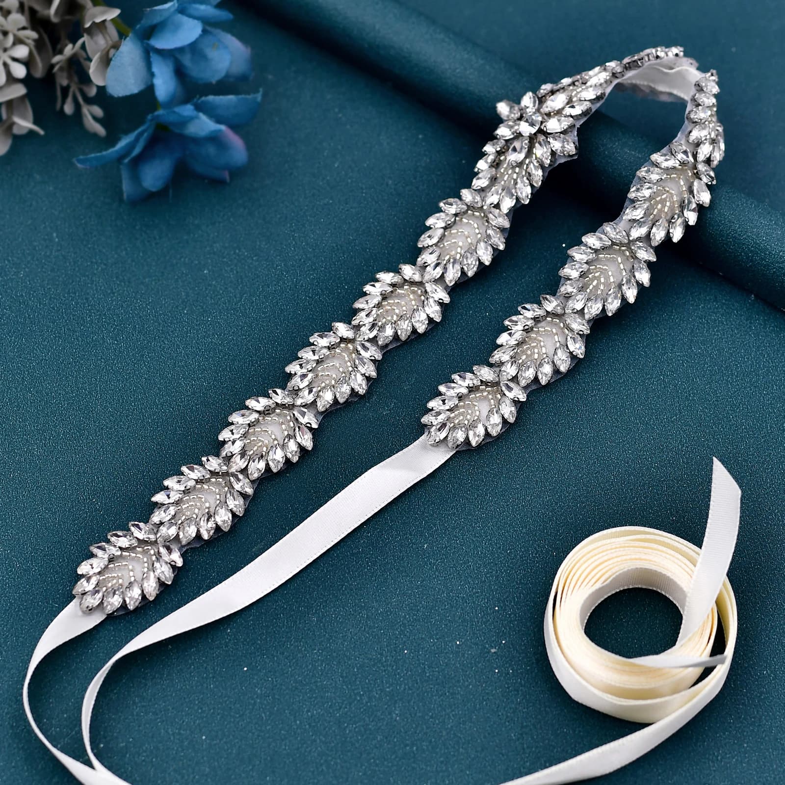 TOPQUEEN accessoires de mariage robe d'occasion formelle ligue de luxe strass ceinture jarretière robe mariées robe de soirée Weddin S41