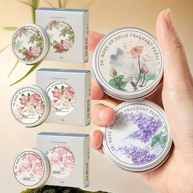 Baume d'aromathérapie pur Portable pour femmes-15g, avec Rose, pivoine, Lotus, fleur de cerisier et parfum de lavande-parfum Floral longue durée