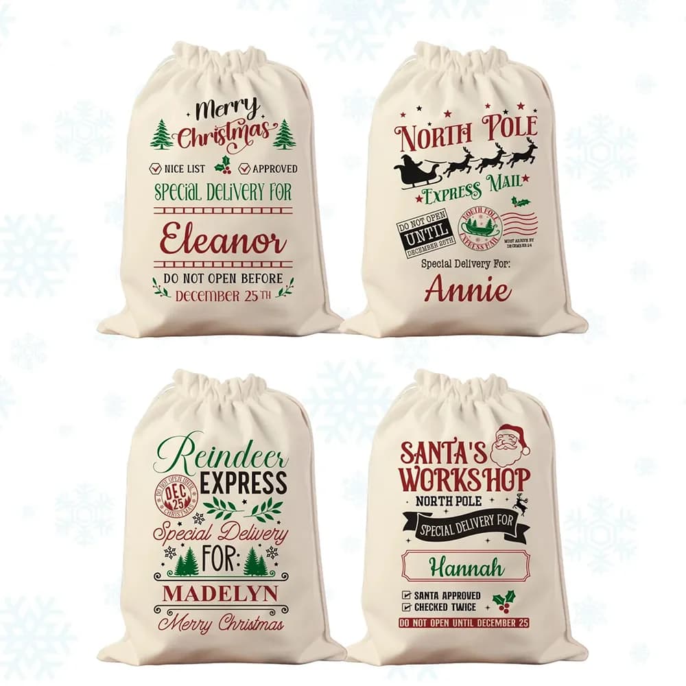 Grand sac à cordon personnalisé joyeux noël, 1 pièce, accessoires de décoration pour la maison, vacances d'hiver, sac cadeau du nouvel an, sac du père noël
