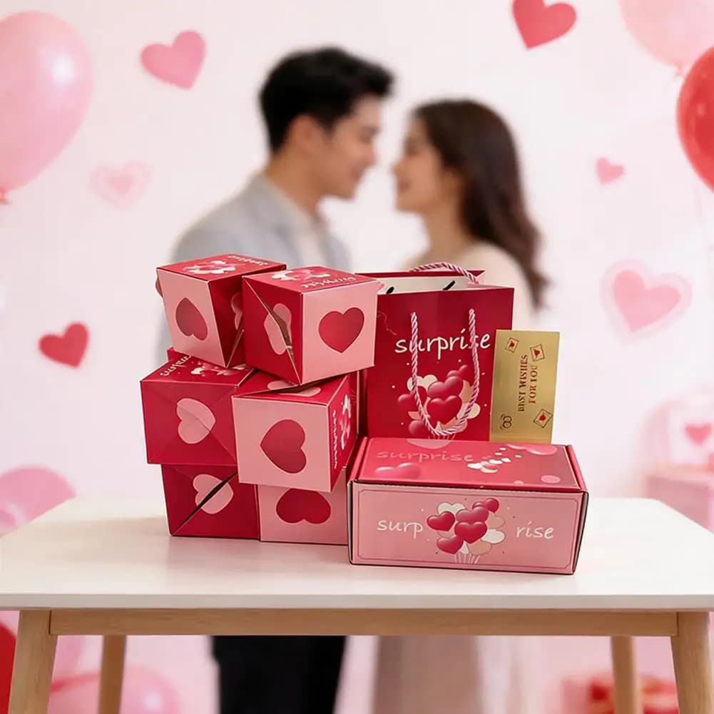 Boîte à surprise à explosion rouge pour cadeaux, boîte à saut pour argent et photos, anniversaire romantique, Saint-Valentin Z6H2