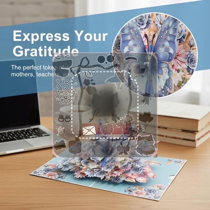 Carte de vœux papillon 3D pour Noël, fête des mères, Saint-Valentin, anniversaires, cadeau, accessoires décoratifs