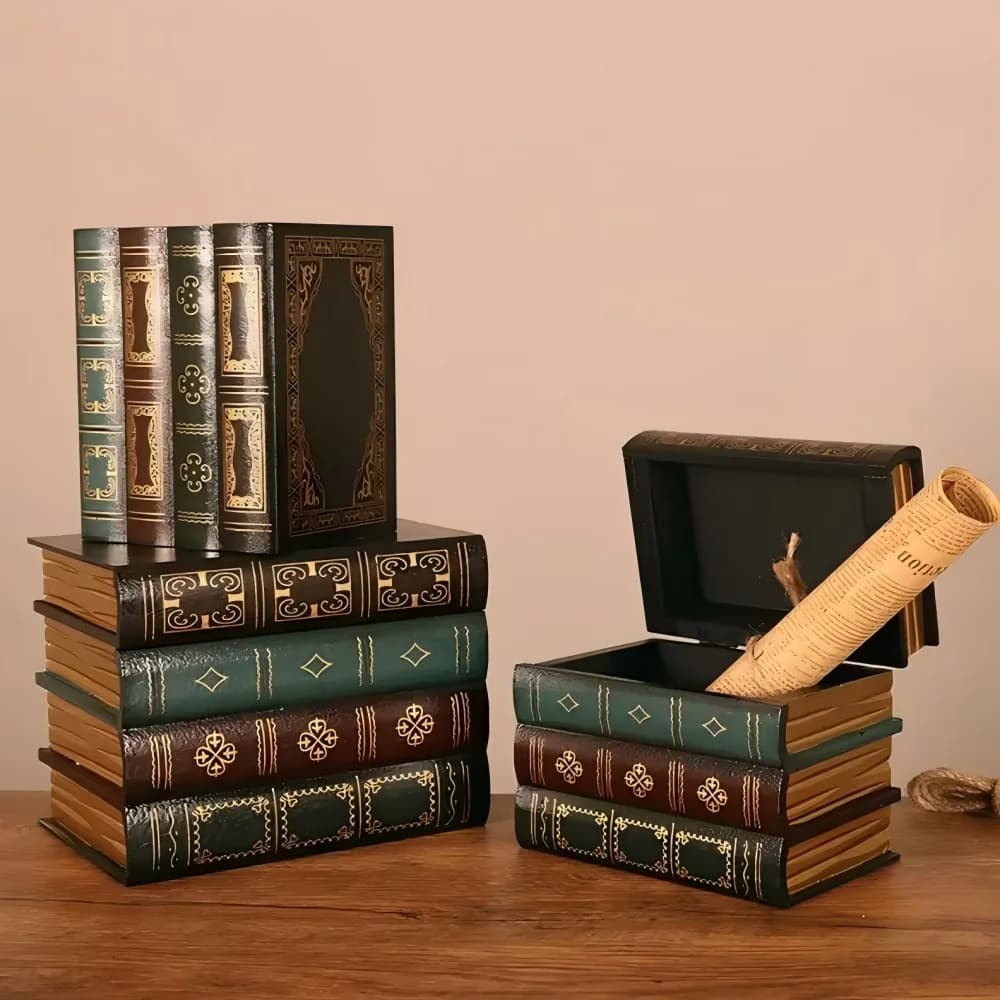 Ornements de faux livre rétro européen, boîte de rangement d'ornements, décoration de bureau, article secret, collection d'articles ménagers d'évaluation