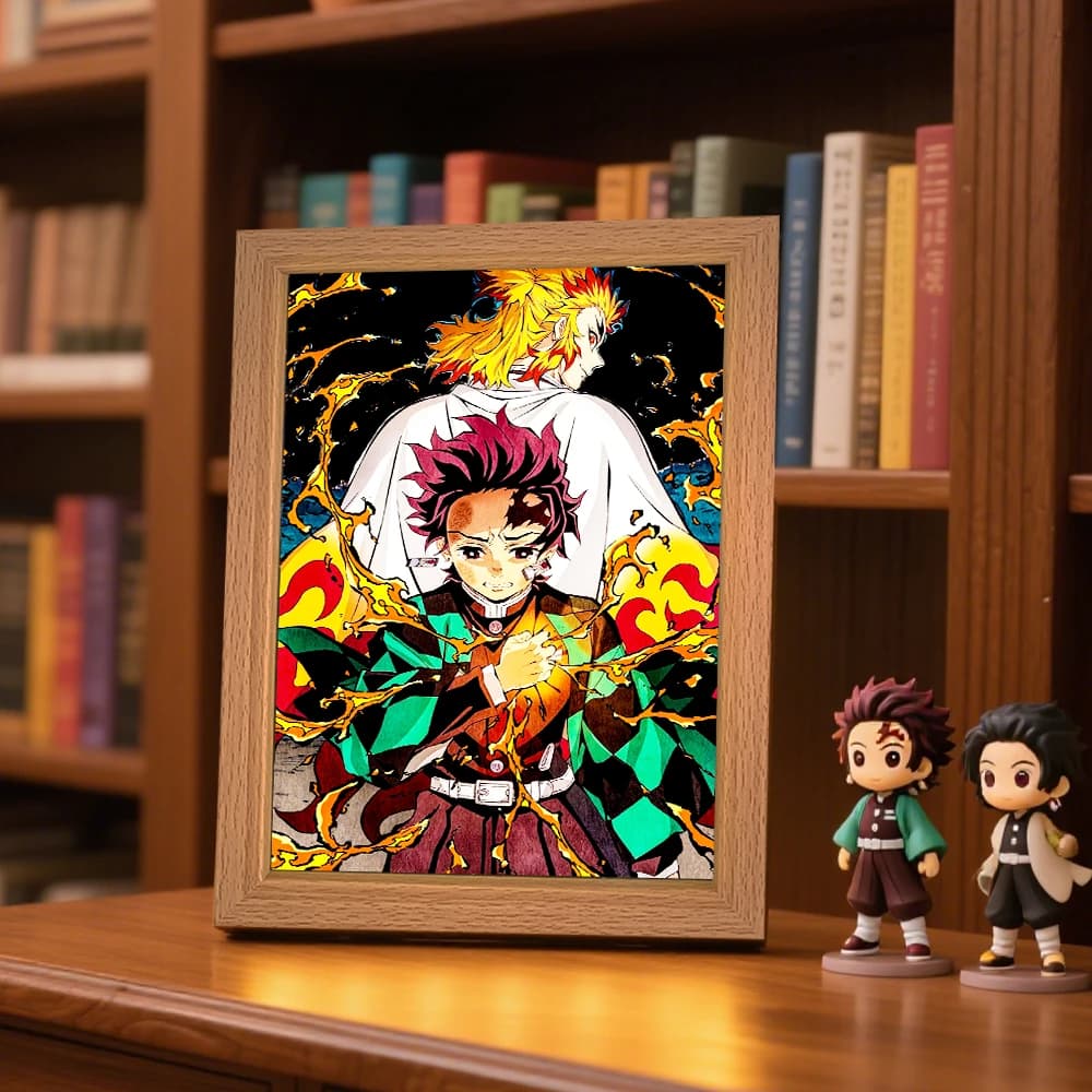 Lampe de chevet LED Tanjiro Kamado, cadre lumineux de personnage d'action animé Tueur de démons, cadeau, lampe lune