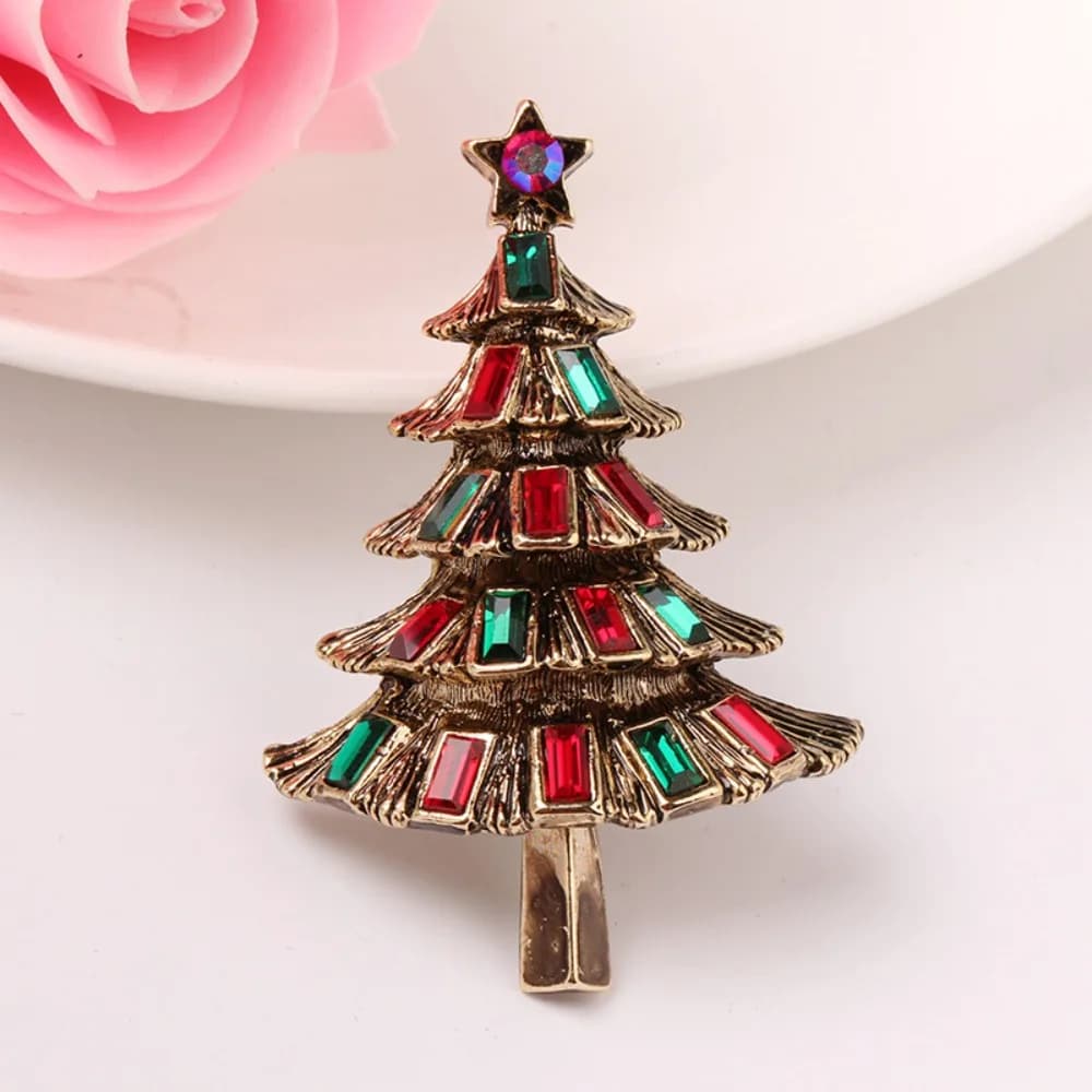 Broches d'arbre de noël en cristal, étoile à cinq branches de luxe exquise pour femmes et hommes, épingles créatives de noël, accessoire de bijoux, cadeau