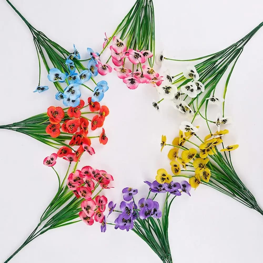 Cadeaux - Bouquets de fleurs artificielles de 33 cm, faites à la main, multi-têtes, en plastique, pour la décoration intérieure, simulation de pâquerettes, décoration d'intérieur