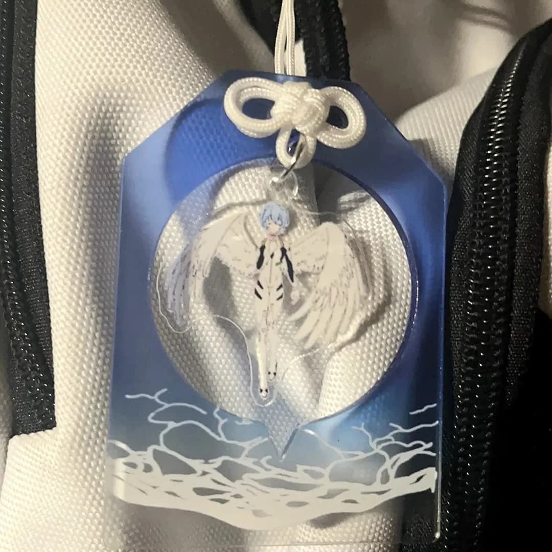 Ayanami Rei acrylique Omamori Anime porte-clés eau bleu amulette porte-clés homme Kawaii porte-clés femmes sac pendentif accessoires cadeau