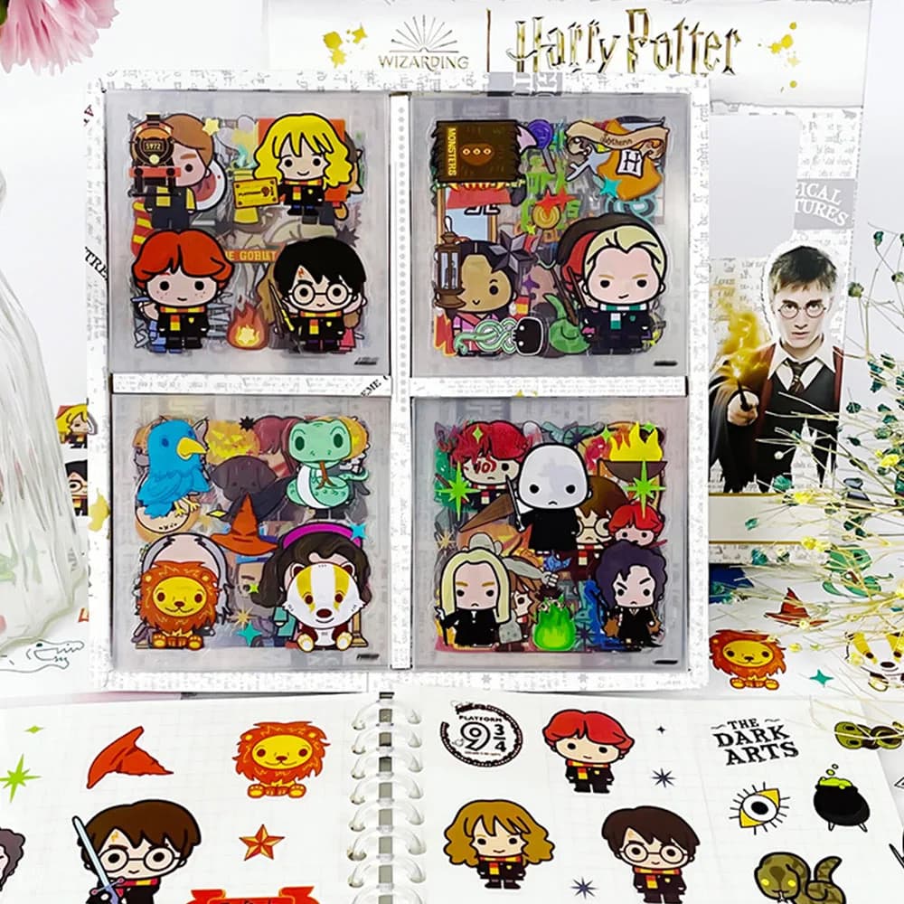 Lot de 60 autocollants Harry Potter Kawaii pour carnet, décalcomanies PET, décorations de bouteilles, autocollants imperméables, jouets, sans répétition