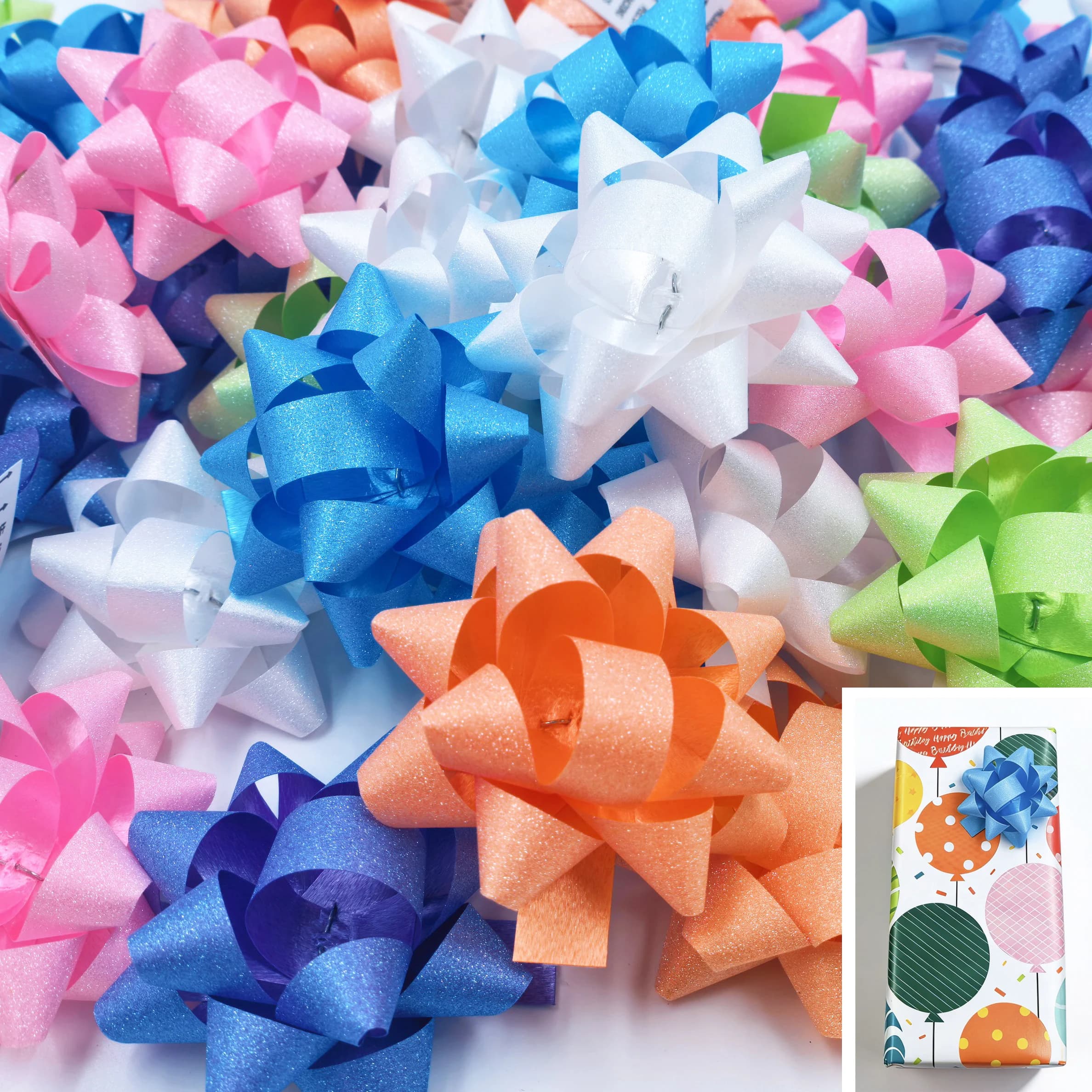 60 pièces 2 pouces ruban à paillettes cadeau arc printemps thème coloré étoile fleur arcs pour noël fête d'anniversaire cadeaux quotidiens décor