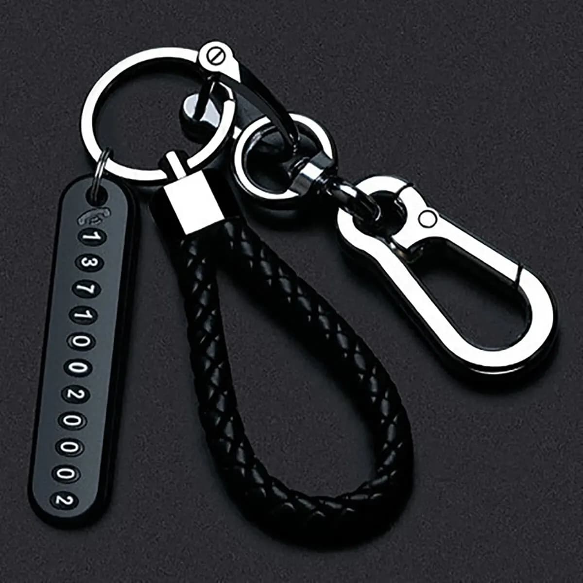 Porte-clés pendentif plaque d'immatriculation de téléphone portable pour hommes, Punk, corde en cuir tissé Simple, Anti-perte, accessoires de voiture, DIY