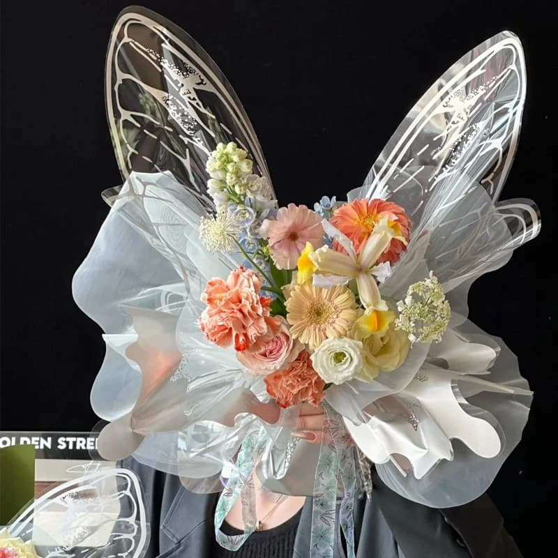 Papier d'emballage de fleurs papillon, style coréen, rond, fleuriste, bouquet, bricolage, emballage de cadeaux, fournitures de fête de mariage, 2025