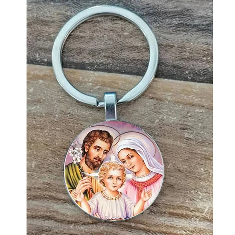 Porte-clés pendentif rond en alliage, prière de la foi, adapté aux sacs et sacs à dos, le cadeau parfait pour la famille, la fête des mères