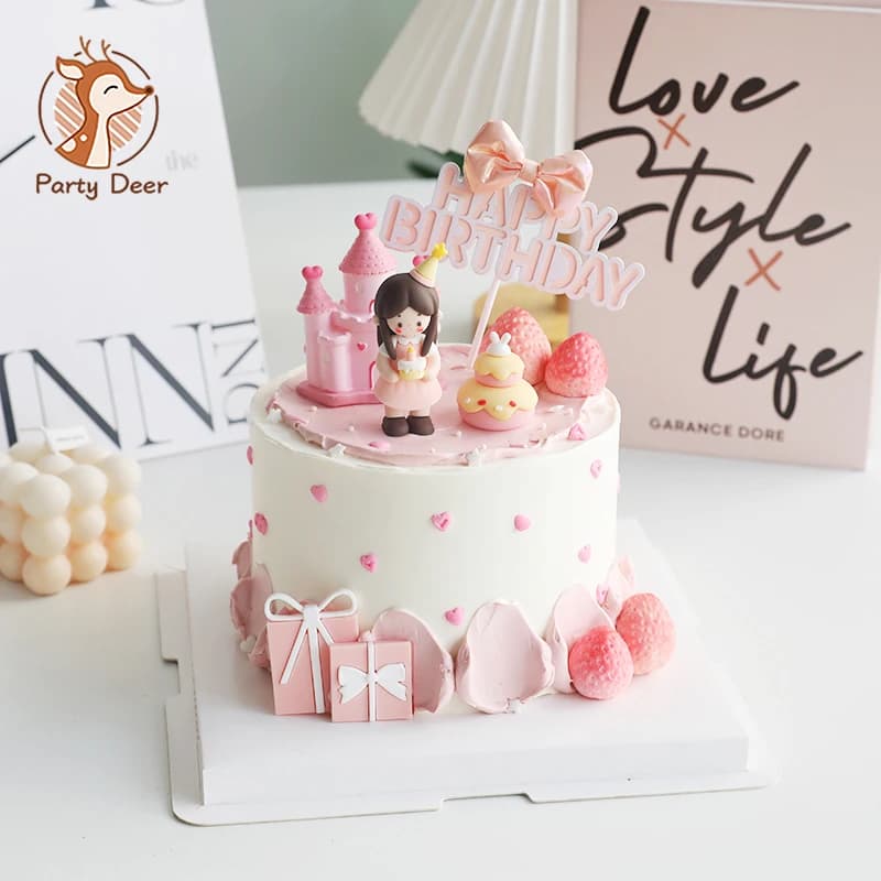 Décoration de gâteau de château de petite princesse pour fille