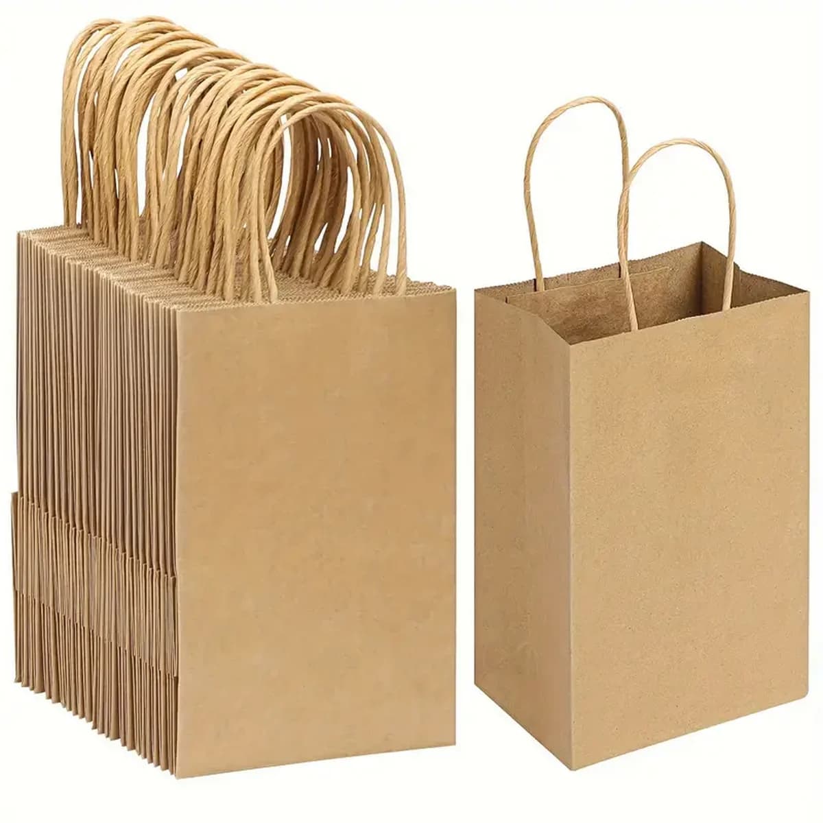 Sacs en papier kraft brun, sacs de vente au détail avec foy, adaptés aux petites entreprises, petits cadeaux, 5.25x3.75x8 amaran