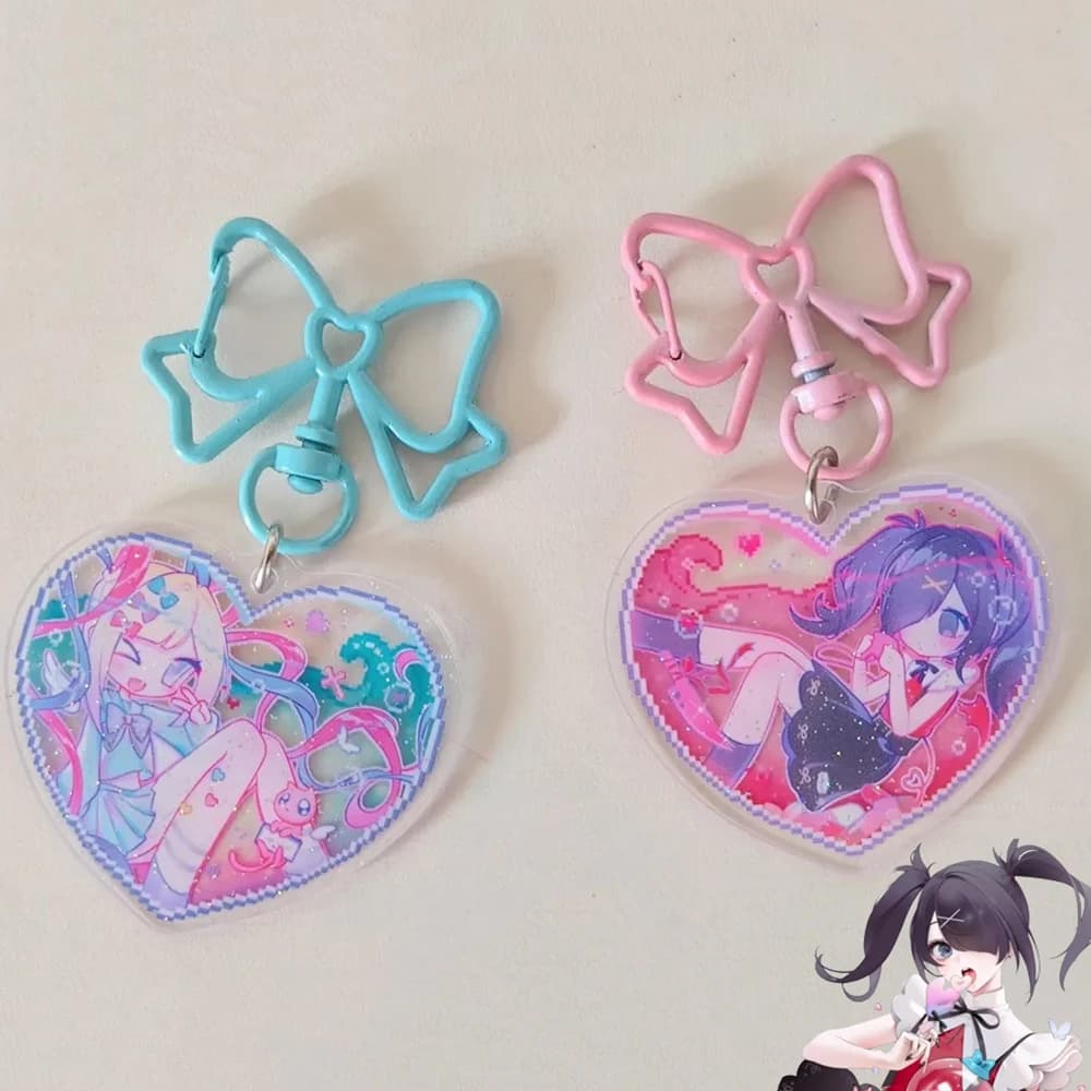 Jeu NEEDY GIRL OVERDOSE Rain Ame KAnge Cosplay porte-clés acrylique porte-clés dessin animé Figure coeur pendentif porte-clés sac accessoires