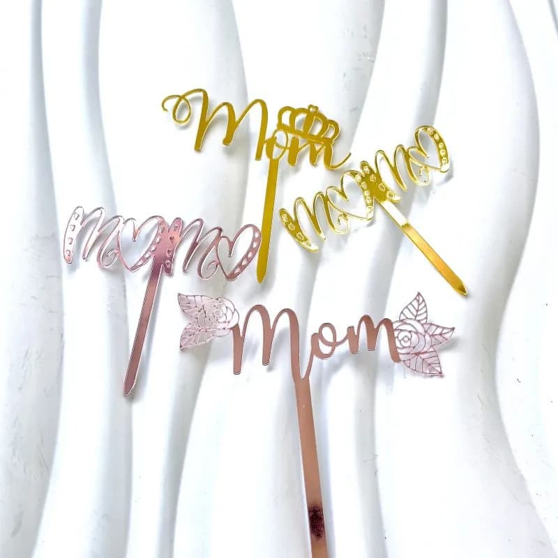 Décoration de gâteau d'anniversaire pour la fête des mères, en or, Design Simple, en acrylique, pour fête de maman, cadeaux de fête des mères, décoration de dessert, nouveauté 2026