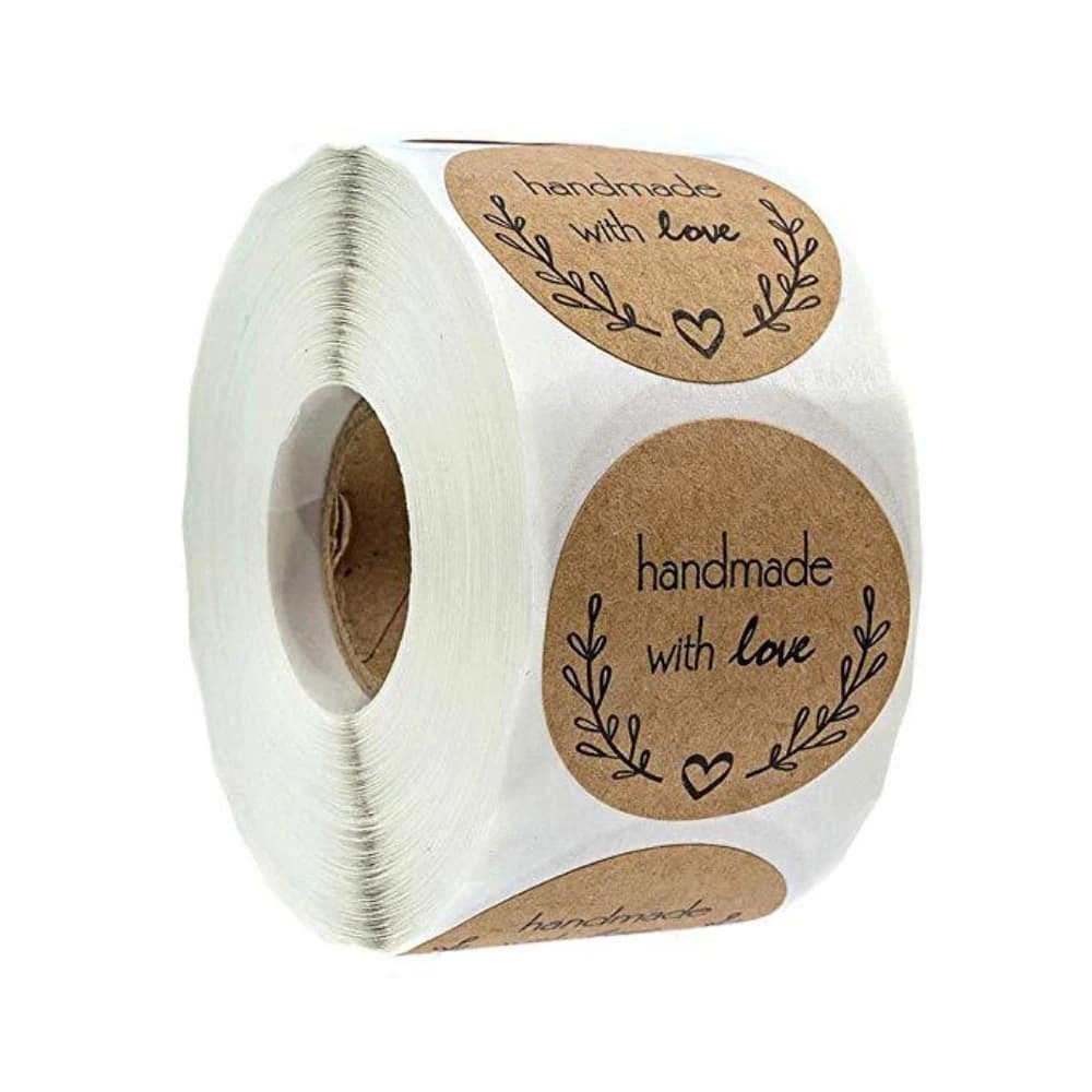 Étiquette ronde en papier kraft avec logo de bougie en bobine