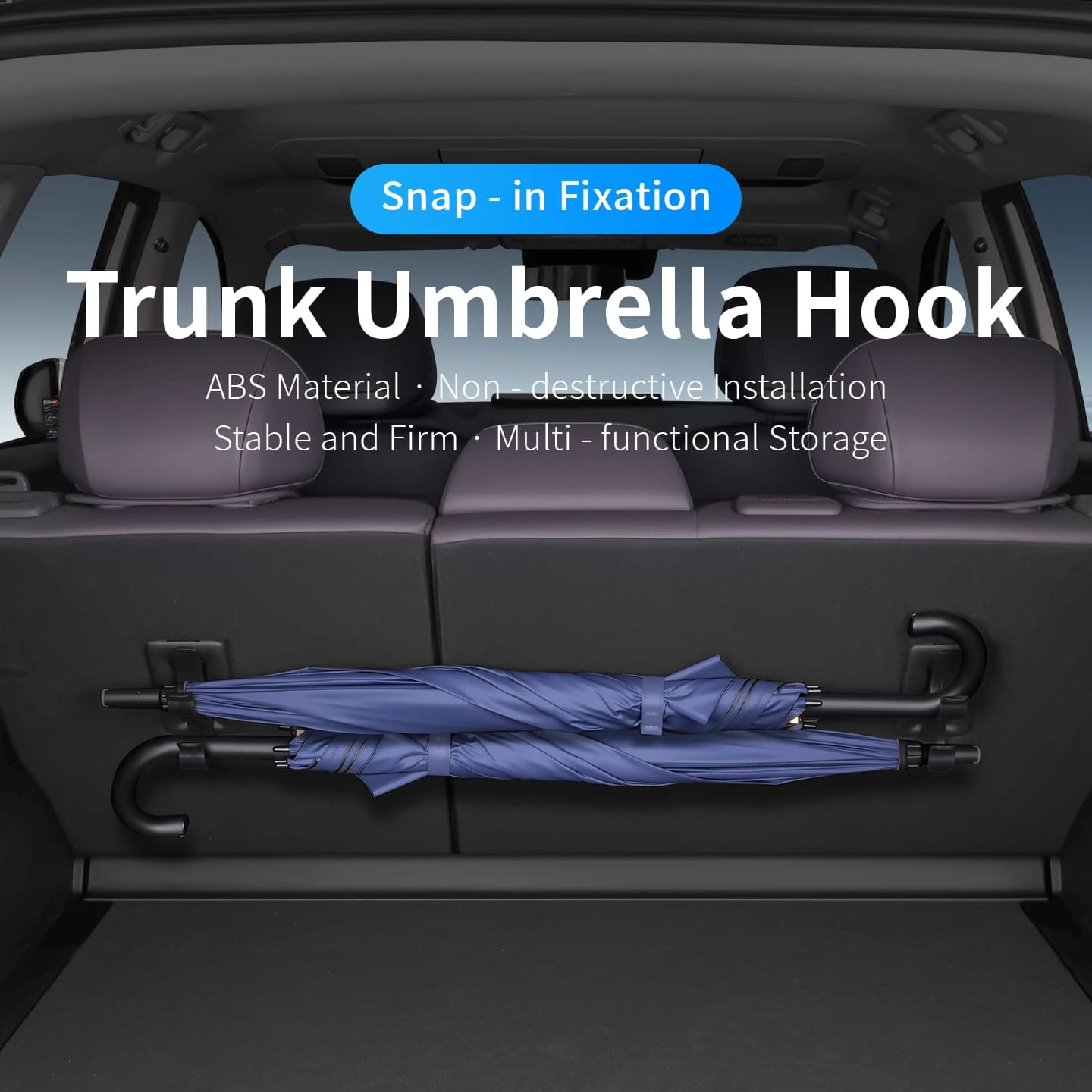 Support de parapluie pour coffre de voiture en ABS à fixation rapide, accessoire de rangement arrière pour intérieur de voiture